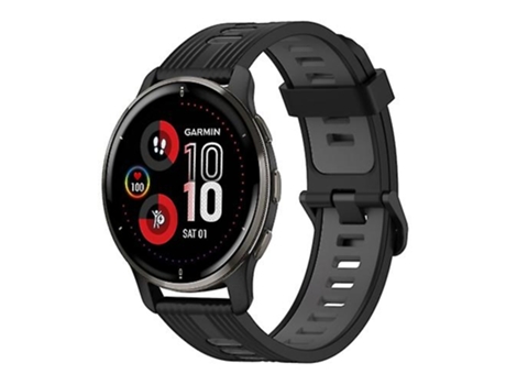 Correa para Garmin Venu 2 Plus 20 mm Patrón vertical Correa de reloj de silicona bicolor Negro-Gris VENISYMLIS