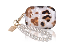 2026-funda Con Diseño De Leopardo Glitter Y Llavero De Perla Para Airpods Pro 2 Para Mujeres Y Niñas