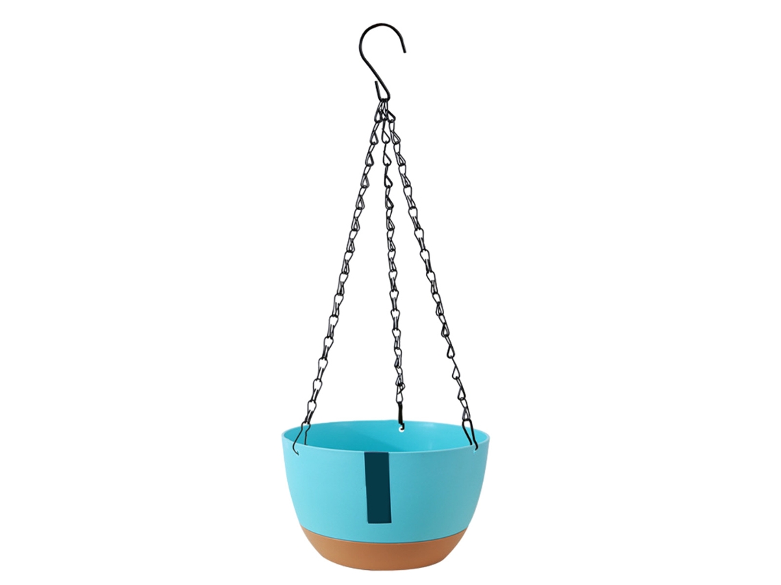 KOFIHETY Cesta Colgante Azul con Cadena Doble 28.5*16.5*18cm para Plantas Automática de Absorción de Agua Interior Balcón