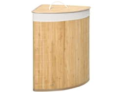 Cesta de lavandería esquinera ZIWEI STORE (55 l, bolsa extraíble) de bambú, natural, blanco, 38 x 38 x 57 cm