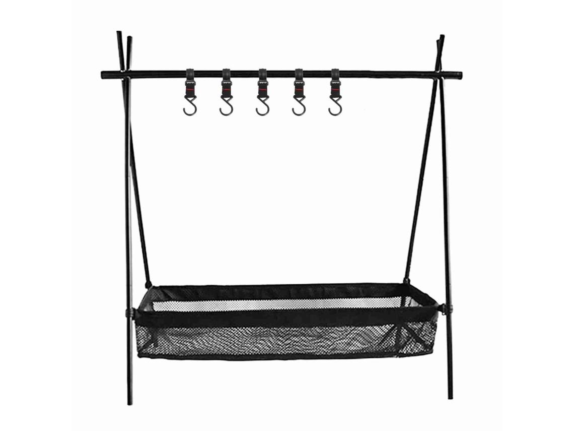 Soporte Plegable Multifuncional Para Colgar Ollas De Camping Con Ganchos Y Bolsa De Malla Para Exteriores.