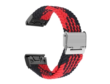 Correa Pulsera Trenzada Flexible para Garmin Tactix 7 Pro Edition Rojo y Negro