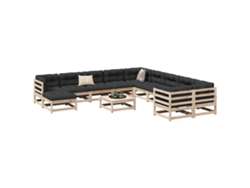 Conjunto de sofás de jardín de 12 piezas de madera maciza de pino DKD Home Decor