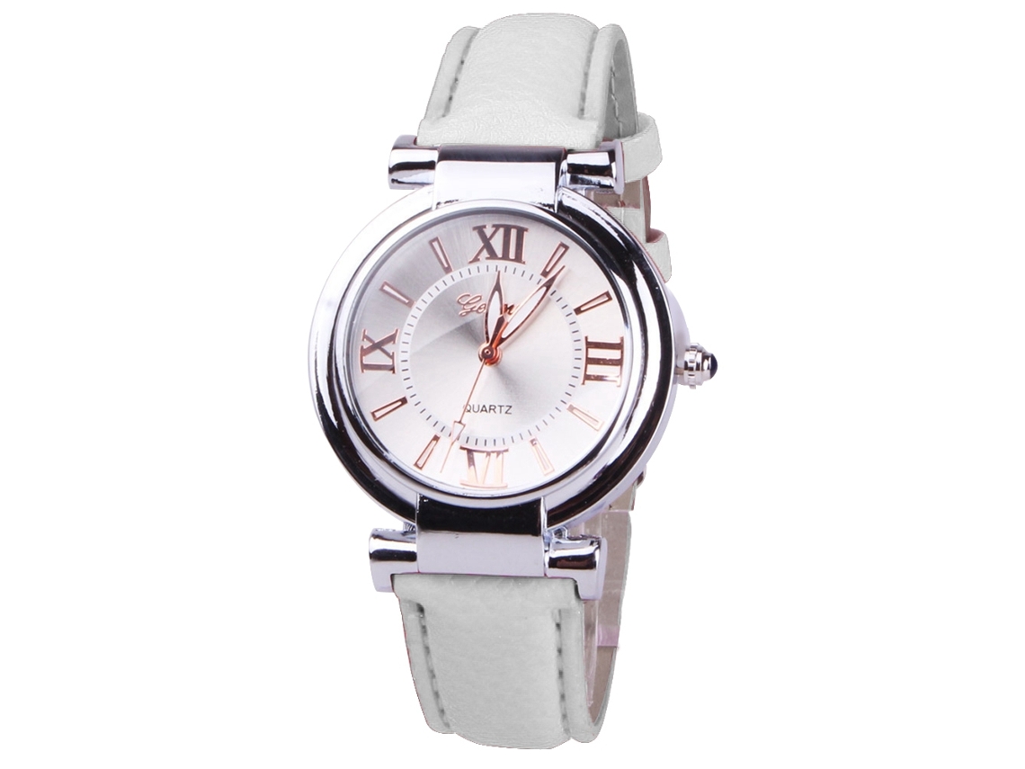 Reloj De Pulsera De Cuarzo Sencillo Para Mujer Con Correa De Piel Sintética - Moderno