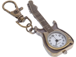 Reloj Bolsillo Retro Cuarzo Forma Guitarra Espejo Cristal Aleación Fácil Llevar Ideal Estudiantes Diario Uso