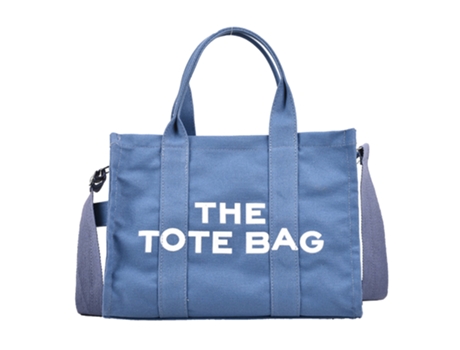 Bolso De Lona De Gran Capacidad Con Monograma, Azul Gema ZMDECQNA