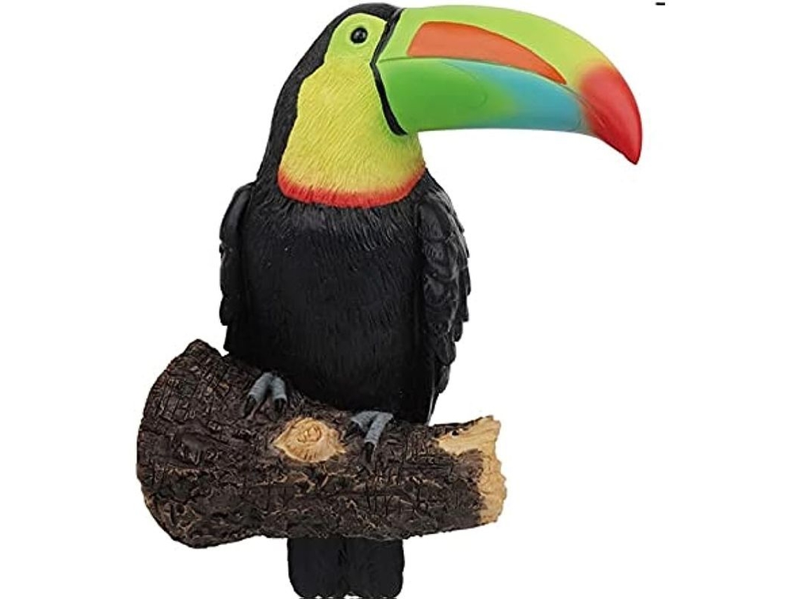 Decoração de Árvore com Tucano Rainbow para Jardim Estátua Pendente Hug Tree