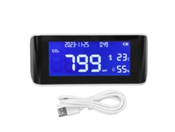 Detector portátil de dióxido de carbono para el hogar, monitor de calidad del aire con sensor de CO2, temperatura y humedad.
