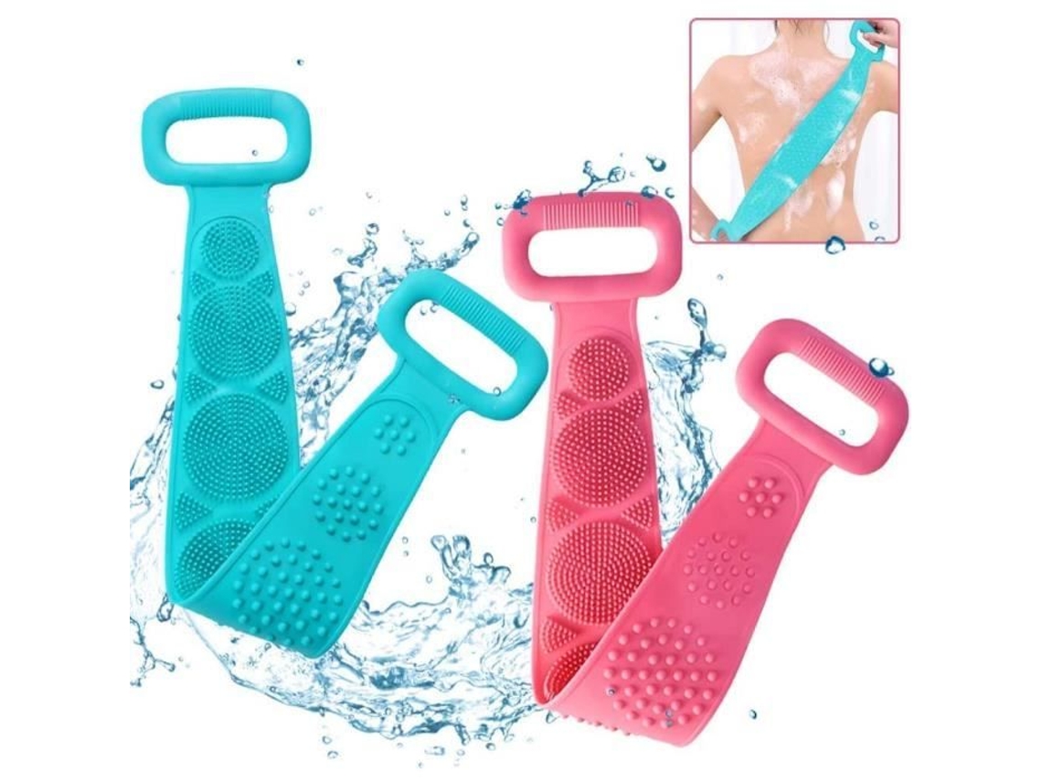 Frotador de espalda de silicona, cepillo de ducha corporal de silicona, cinturón de baño de silicona de 2 piezas, masaje exfoliante Co33