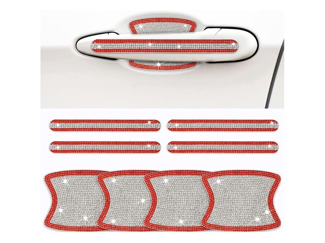 8pcs Pegatinas De Cristal Para Manijas De Puerta De Coche Protectoras Antigolpes Con Brillo