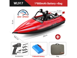 Barco RC eléctrico de 2,4 G, de alta velocidad, impermeable, con control remoto, color rojo. Aeuzwr
