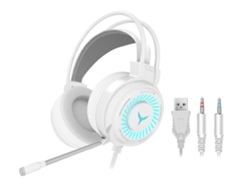 Auriculares para Juegos con Micrófono Auriculares para PC con Luz Led y Estéreo 4D Blanco YEMAESRE
