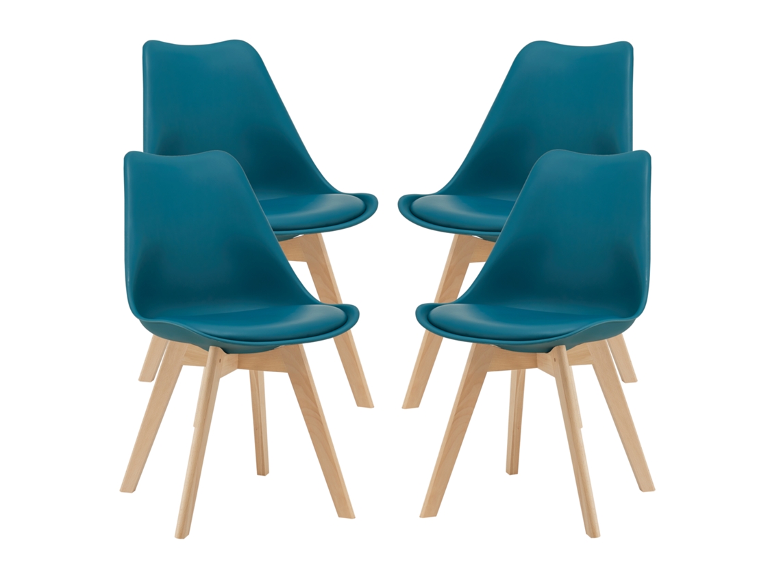 Juego de 4 sillas de comedor Fläten [EN.CASA] estilo escandinavo 82x49x54cm cuero sintético - Turquesa