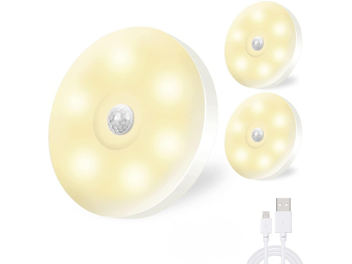 3 Piezas De Carga De Luz De Noche Con Luz De Movimiento Led Sensor De Luz Led De Iluminación Del Gabinete Szsmart