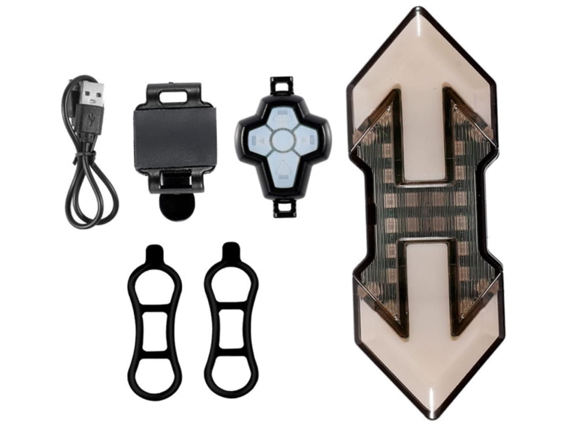 Luz delantera de bicicleta, luz de advertencia de seguridad, luz trasera de bicicleta, luz indicadora USB, luces traseras ABS Yizhood (negro)