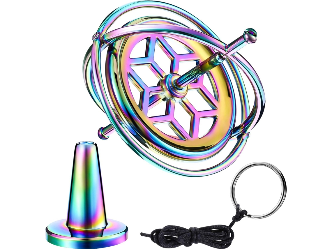 Giroscopio de precisión, juguete de equilibrio físico antigravedad, giroscopio robusto, marco de metal colorido, resistente y estable, desafiante.