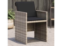 Sillas de jardín con cojines, 4 unidades, mimbre sintético gris claro, Dkd Home Decor