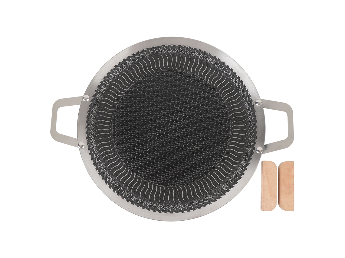 Plato de barbacoa coreano, acero inoxidable, 38 cm, fácil de limpiar