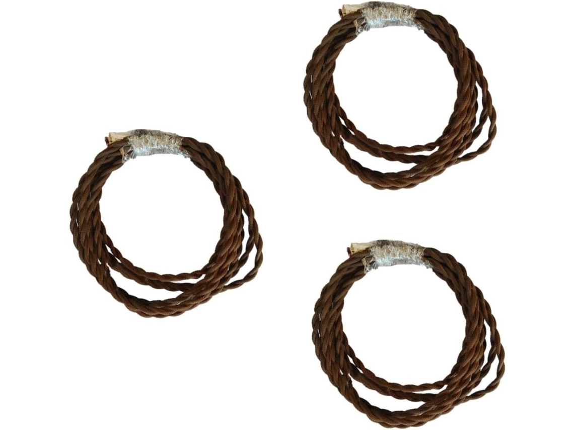 Juego De 3 Cables Eléctricos Trenzados De 5 M Con Revestimiento De Estilo Industrial Vintage.