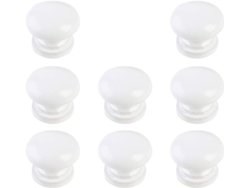 8 Pomos Redondos Para Armarios, Estanterías, Cajones Y Alacenas, Color Blanco.