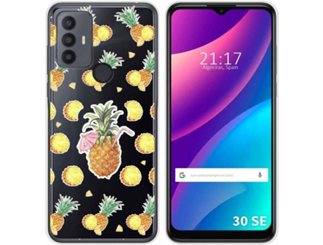 Carcasa para TCL 30 SE TUMUNDOSMARTPHONE Dibujos Transparente Piña Multicolor
