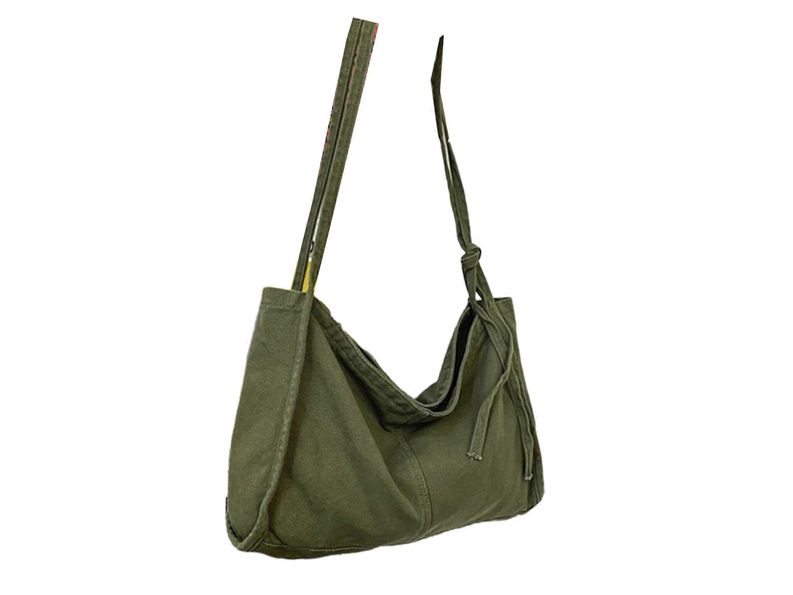 Bolso bandolera de estilo casual para mujer, estilo mensajero sencillo, bolso de hombro, gran capacidad, color verde.