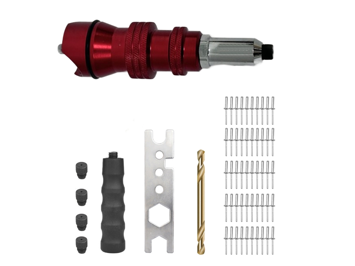 Adaptador De Remache Eléctrico De Aleación De Aluminio Para Taladro Eléctrico Con Remaches De 2,4-4,8 Mm Y Accesorios.