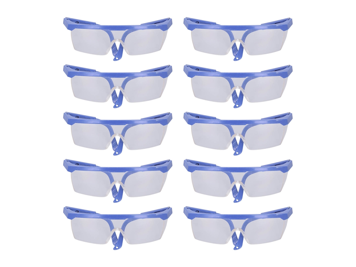 10 Unidades Gafas De Seguridad Plásticas Ajustables Para Laboratorio