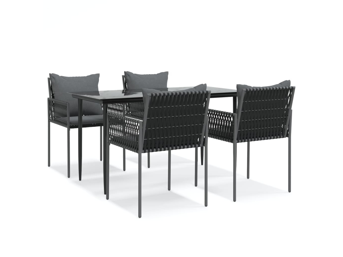 Maison Exclusive - Juego Comedor Jardín 5 Piezas Y Cojines Ratán Sintético Y Acero