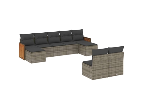 Conjunto 9 de muebles de jardín VIDAXL y cojines ratán sintético gris