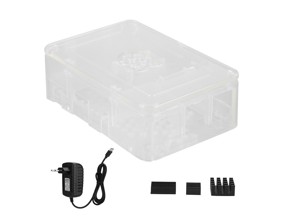 Kit de 3 disipadores para Raspberry Pi 4 con fuente de alimentación y carcasa ABS Luz Dorada