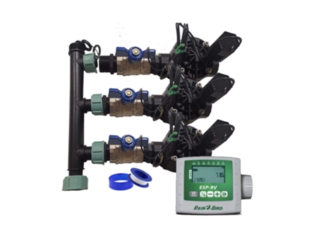 Sistema De Riego Automático Para Jardin De 3 Zonas Con Programador Esp 9V Y Electroválvulas Rain Bird Hv 1 9V SUINGA