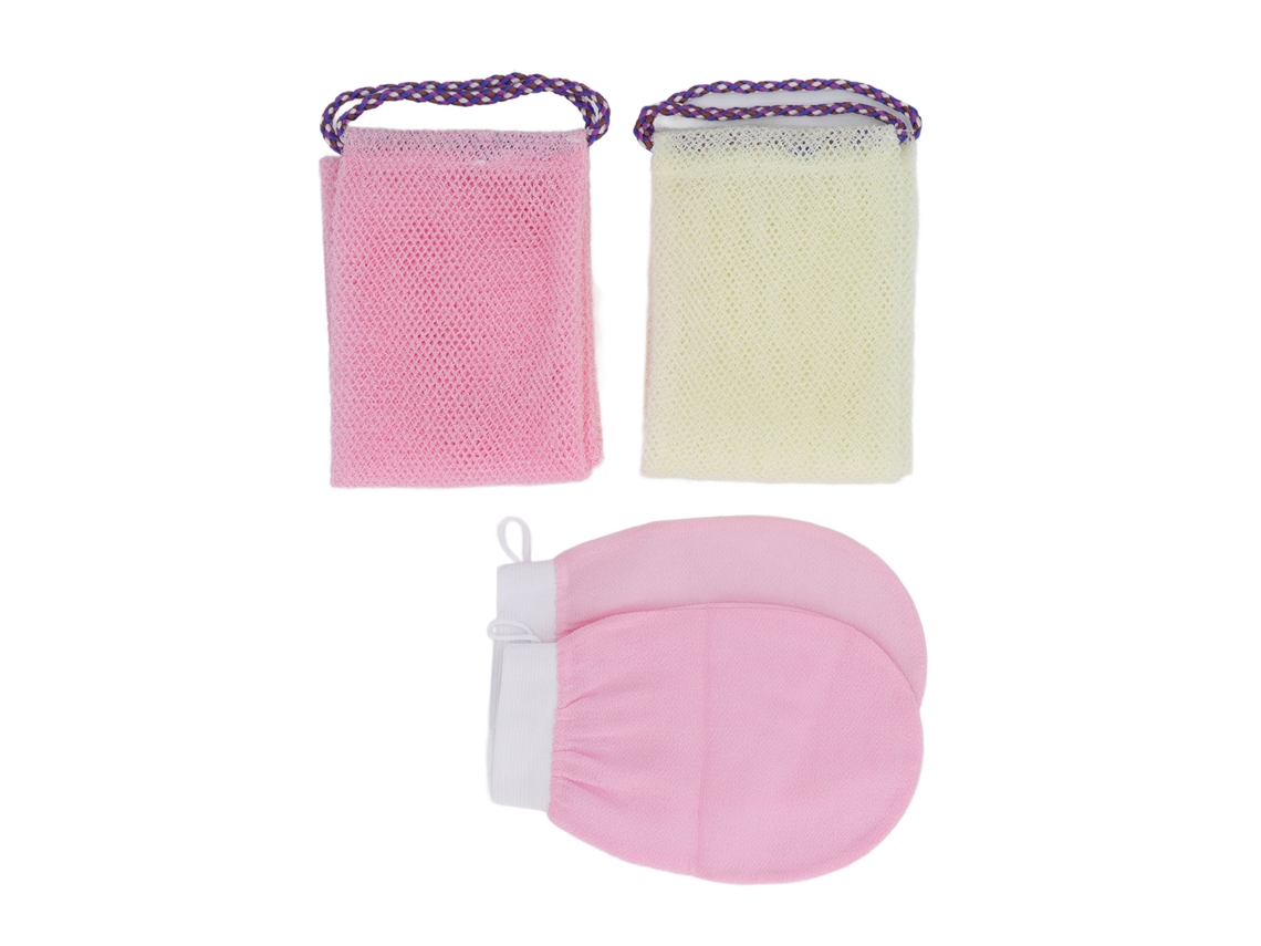Esponja De Baño De Red Africana Con Cepillo Para Espalda Exfoliante Corporal Largo Set