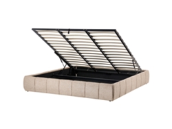 Cama De Casal Beliani Genas De Tecido Creme 180x200