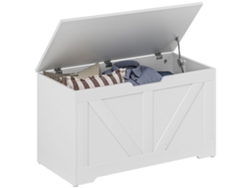 Caja De Almacenamiento De 100 Litros Con Tapa Abatible, 80x40x45 Cm, Blanca.