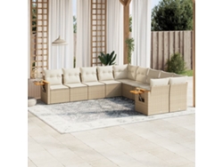 Conjunto de 10 sofás de jardín con cojines de mimbre beige de DKD Home Decor