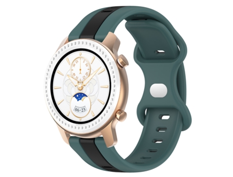 Correa de reloj inteligente para Amazfit GTR 42 mm 20 mm Hebilla de mariposa de silicona bicolor (verde + negro)