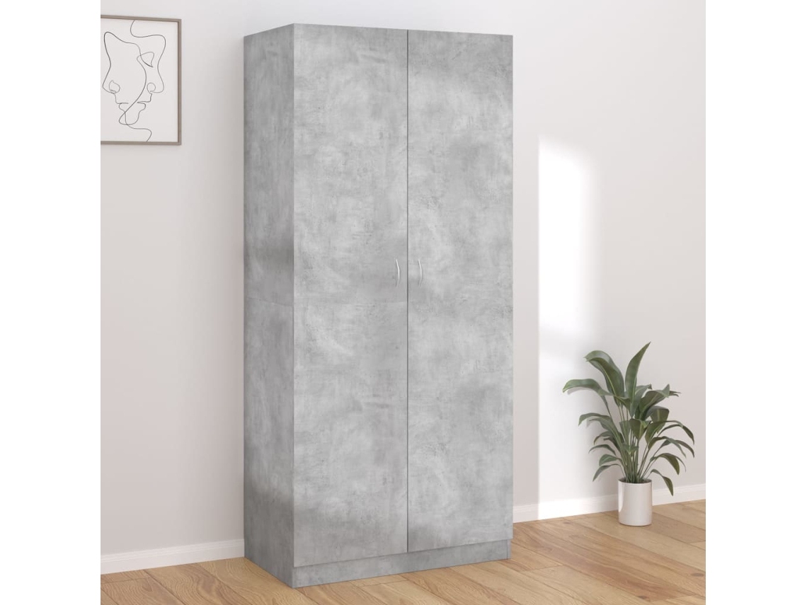 Armario 90x52x200 cm derivados de la madera gris cemento DKD HOME DECOR