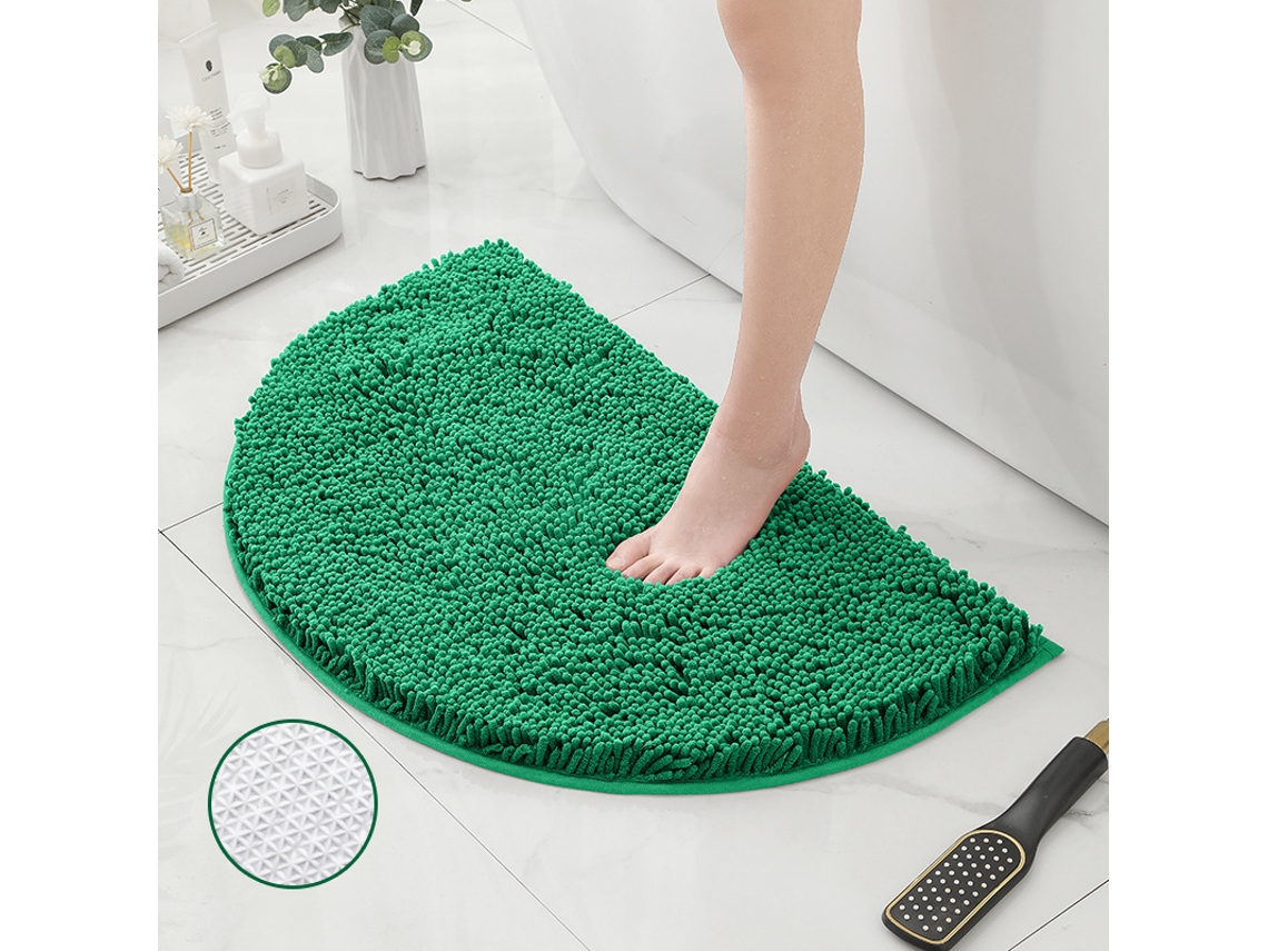 Alfombra de Baño LUUCOZK Antideslizantes Absorbentes Secado Rápido Decoración Baño Fondo Tpr Poliéster Verde (MeioCírculo50x80cm)