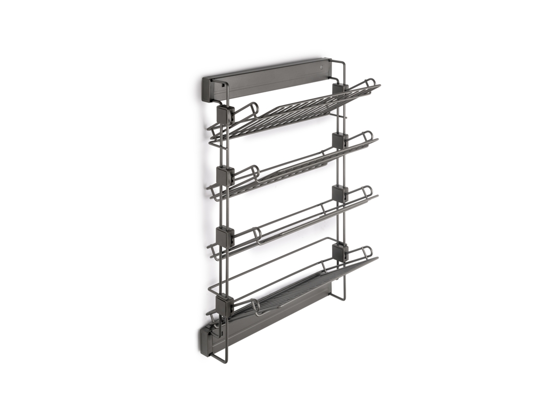 Zapatero Lateral Extraíble para Armarios y Closets Cuarzo, Izquierda, Acero, Titanio Emuca