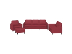 Conjunto de Sofás com Almofadões MAISON EXCLUSIVE Vermelho Tinto 4 peças