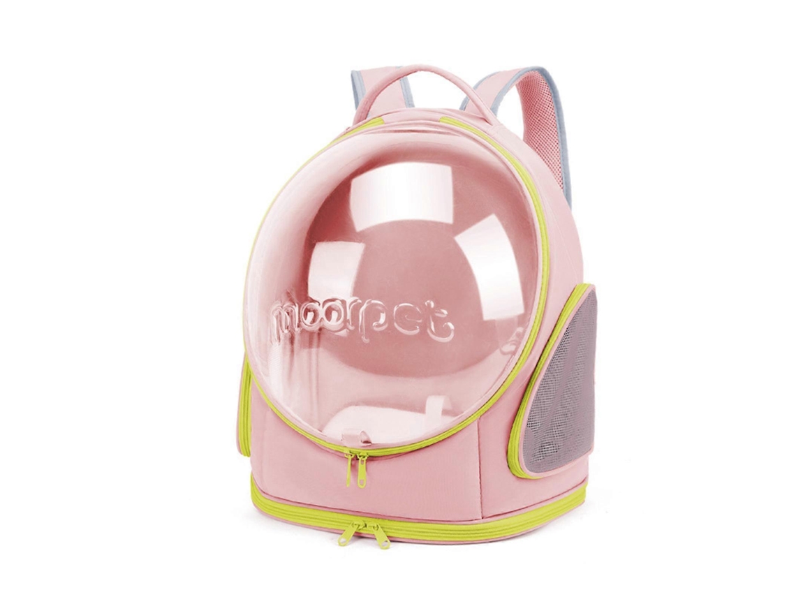 Mochila transportín para gatos, elegante y resistente, perfecta para actividades al aire libre y para ir de compras. Color rosa claro.