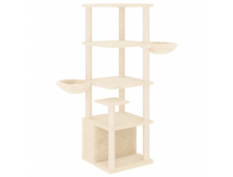 Rascador para gatos con postes de sisal color crema 147 cm VIDAXL