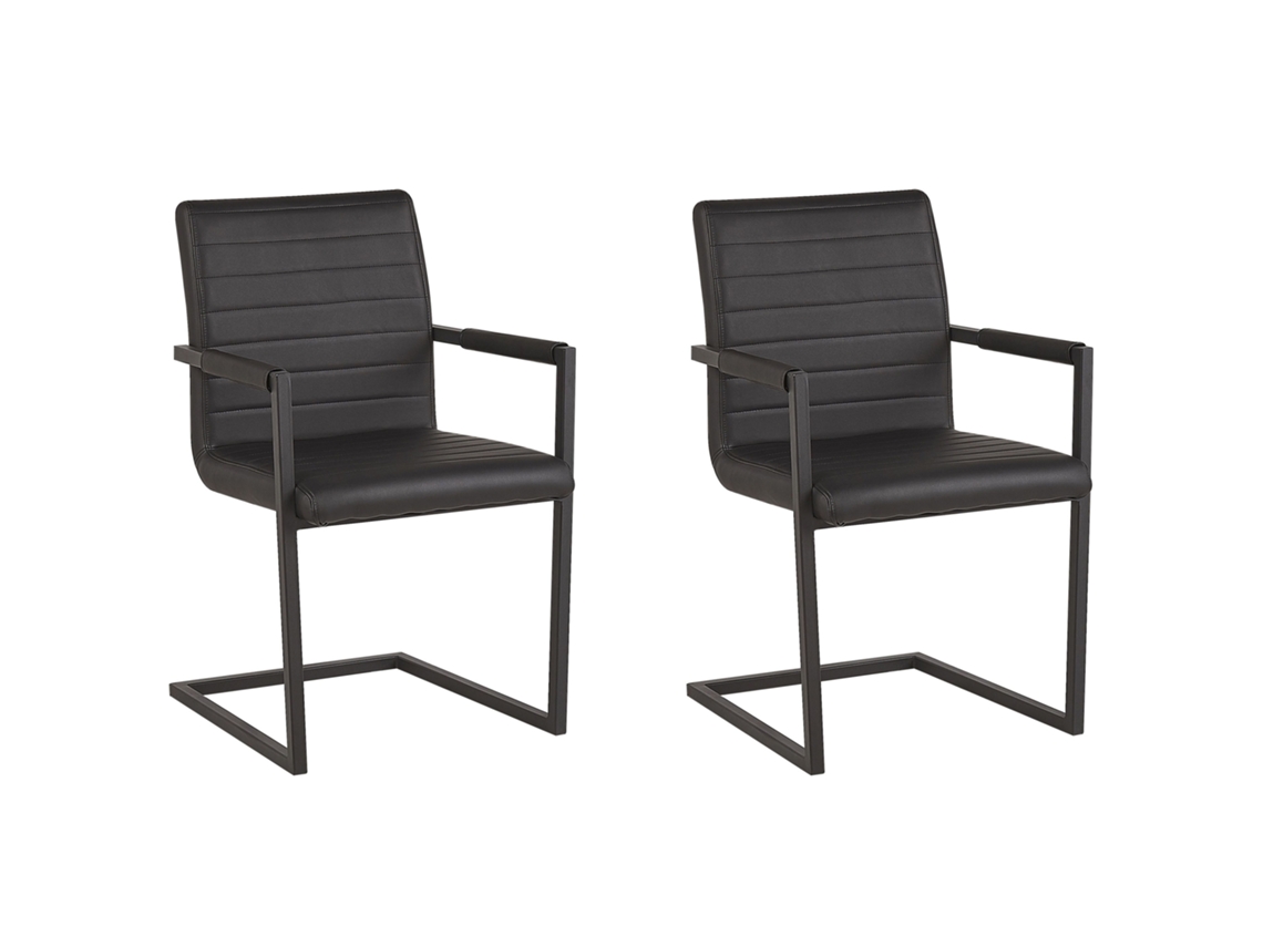Cadeiras estofadas para sala de jantar BELIANI Buford de Pele sintética Preto 52x54x87