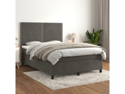 Cama Box Spring Con Colchón Terciopelo Gris Oscuro 140x200 Cm