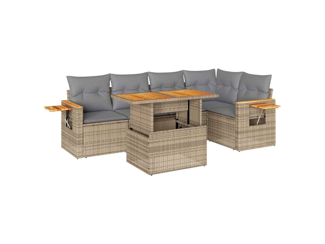 Conjunto 5 sofás jardín y cojines VIDAXL ratán sintético acacia beige