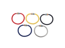 Juego De 5 Pulseras De Cuero Trenzado Con Cierre Magnético - Rojo, Azul, Plateado, Amarillo, Azul Marino - Set De Regalo