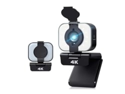 Cámara web 4K con trípode, transmisión en vivo, luz de relleno ajustable, micrófono estéreo integrado, videollamadas Bestvite (negra)