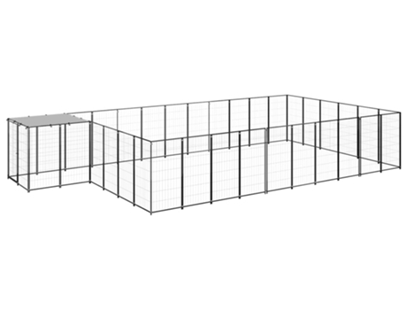 vidaXL Perrera negra 19,36 m² acero