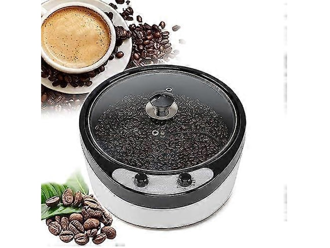 Tostadora eléctrica doméstica de granos de café con gran capacidad (800 g), temperatura ajustable hasta 240 °C, ideal para café y frutos secos.
